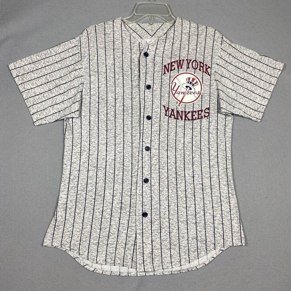 Vintage 90s New York Yankees MLB Baseball Gray Medium Jersey Made In USA